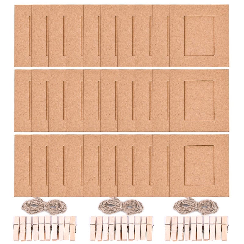 Sunmns Wall Decor Hanging Display Paper Photo Frame Set Compatible with Fujifilm Instax Mini 11 9 8 70 90 26 Camera Films, Mini Link Printer, 30 Piece (Brown) - Image 1